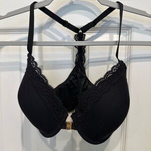 Natori Bra 32DDD Feathers Front Close T-Back